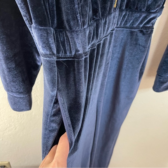 Fabletics Women's Navy Blue Velour Wide-Leg  Zip Front Jumpsuit Large Casual - Picture 9 of 14